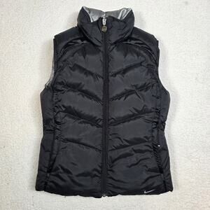 Vintage Y2K Nike Puffer Vest Womens XS 0/2 Silver Black Reversible Duck Down